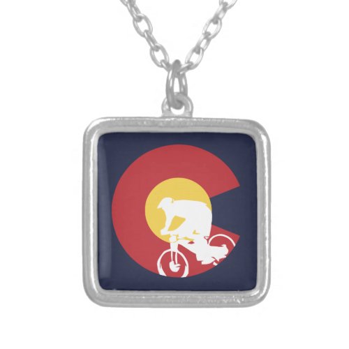 Mountain Bike Colorado Silver Plated Necklace