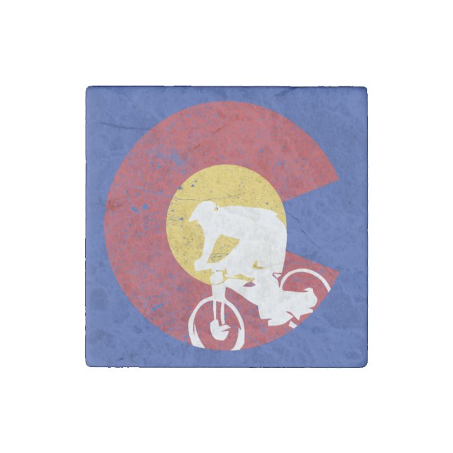 Mountain Bike Colorado Stone Magnet (Front)