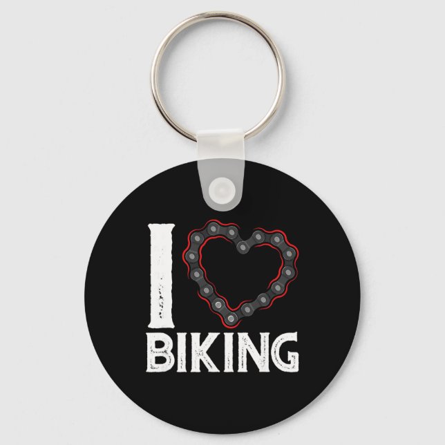 Mountain Bike Cycling Bicycle I Love Biking  Keychain (Front)