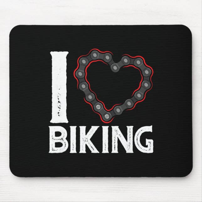 Mountain Bike Cycling Bicycle I Love Biking  Mouse Pad (Front)