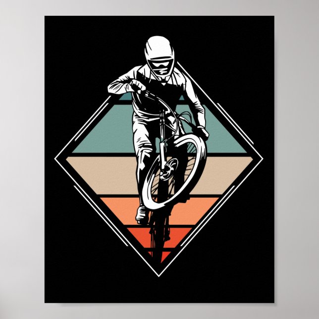 Mountain Bike Cycling Bicycle  Retro Vintage Poster (Front)