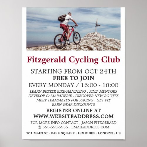 Mountain Bike Cycling Club Advertising Poster