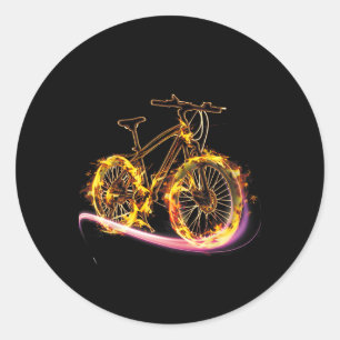 Mountain Bike Cycling Sports Cool Flame Biking Tee Classic Round Sticker