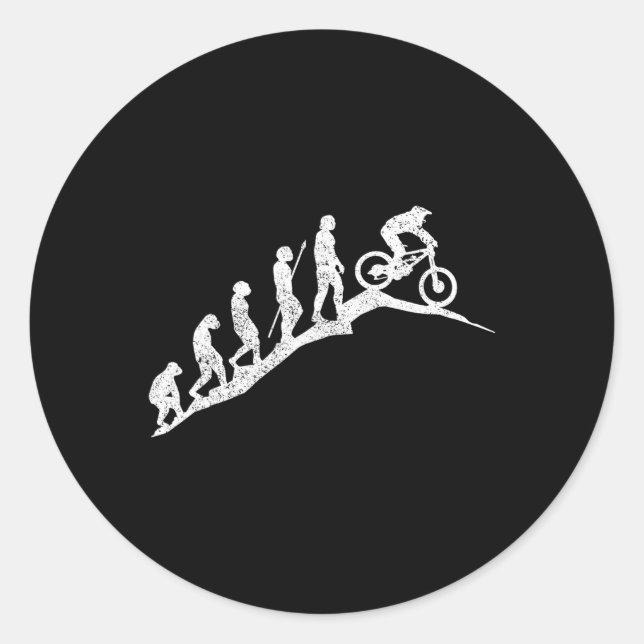Mountain Bike Downhill Evolution Mtb Biking Funny  Classic Round Sticker (Front)