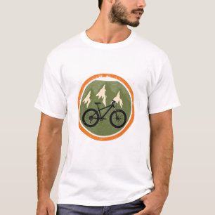 Mountain Bike Emblem in Front of Alpine Panorama T-Shirt