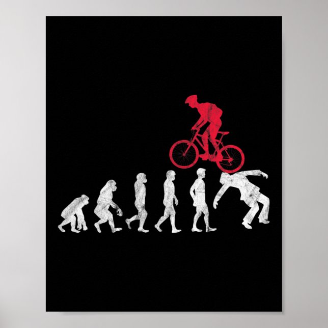 Mountain Bike Evolution Crash Funny Mtb Bicycle Ri Poster (Front)