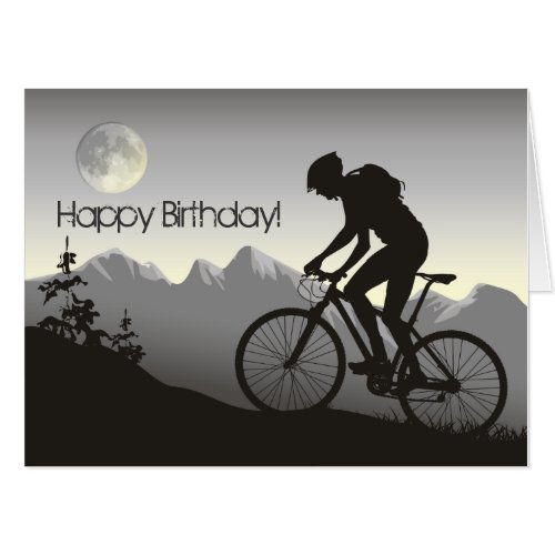 Mountain Bike Full Moon Night Ride LARGE Birthday Card