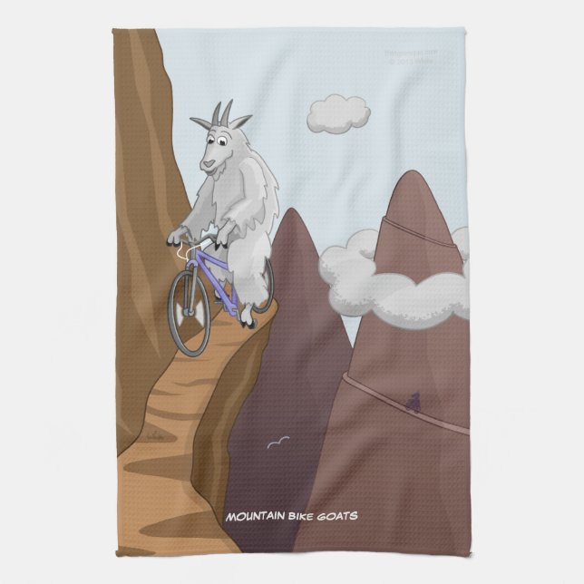 Mountain Bike Goats Hand Towel (Vertical)