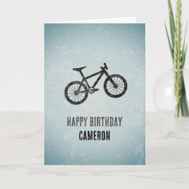 Mountain Bike Graphic - Metal Look Male Birthday Card (Front)