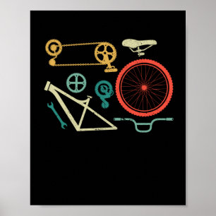 Mountain bike in parts bike cyclist enduro poster