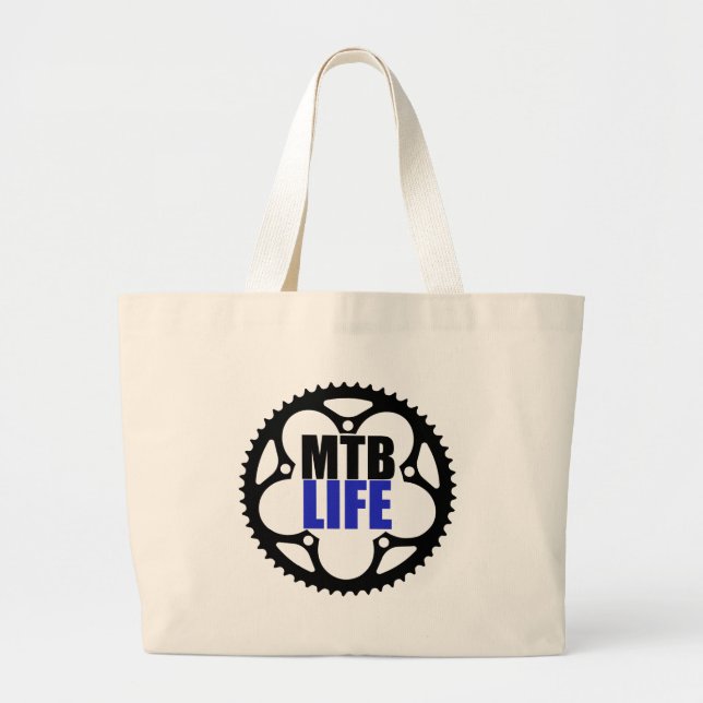 Mountain Bike Life Large Tote Bag (Front)