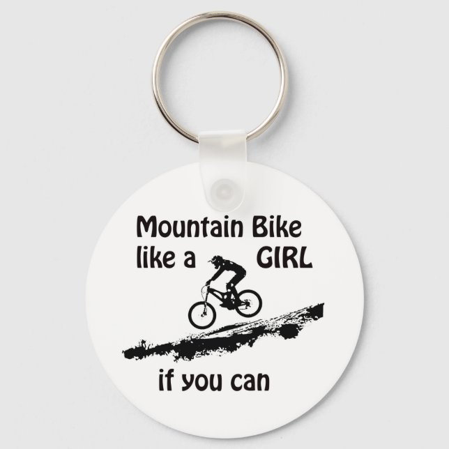 Mountain bike like a girl keychain (Front)