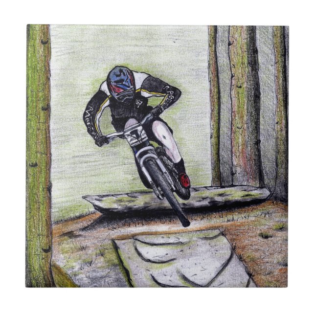 Mountain bike Llandegla mtb bmx Ceramic Tile (Front)