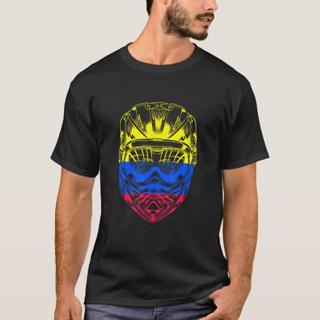 Mountain Bike Motorcycle Helmet Colombia Flag T-Shirt (Front)