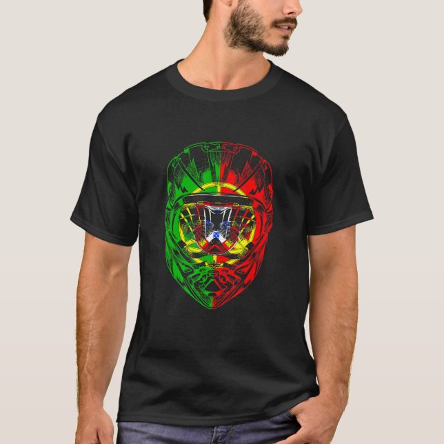 Mountain Bike Motorcycle Helmet Portugal Flag T-Shirt (Front)