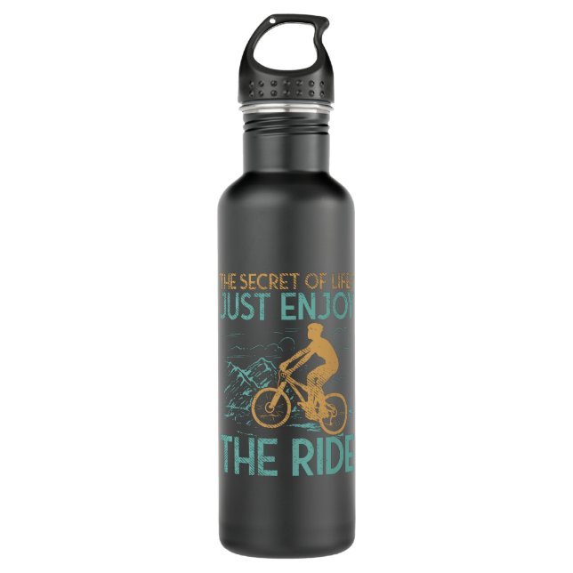 Mountain Bike Mountain Biker Stainless Steel Water Bottle (Front)