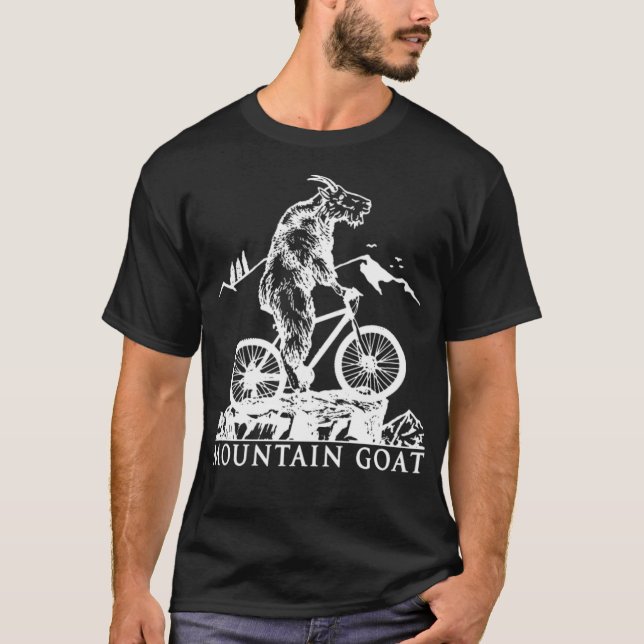 Mountain Bike Mountain Goat Riding Bicycle Cycling T-Shirt (Front)
