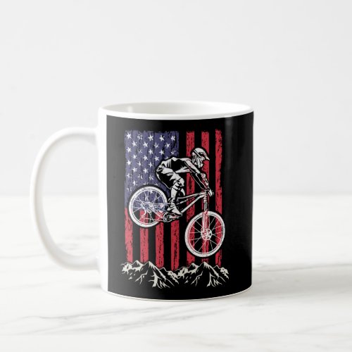 Mountain Bike Mtb Downhill Cycling American Flag B Coffee Mug