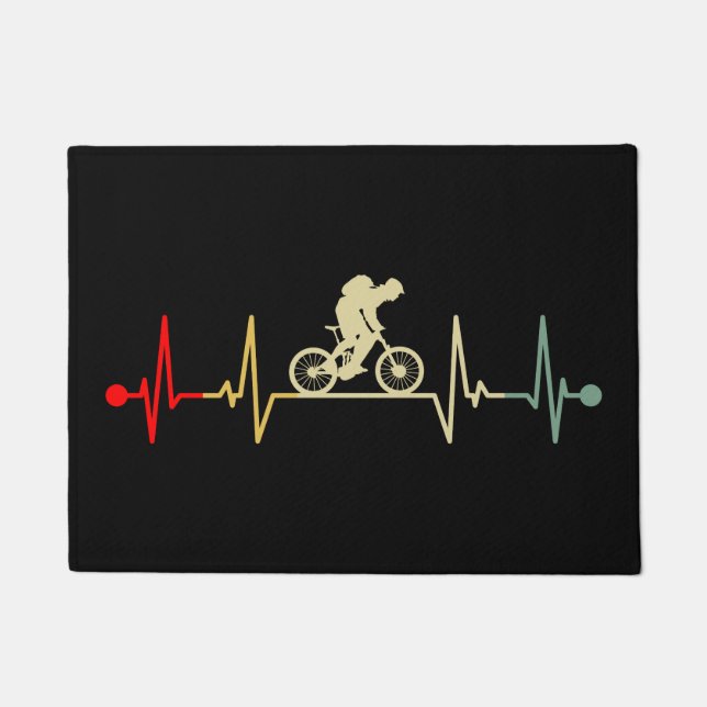 Mountain Bike MTB Heartbeat Vintage Doormat (Front)
