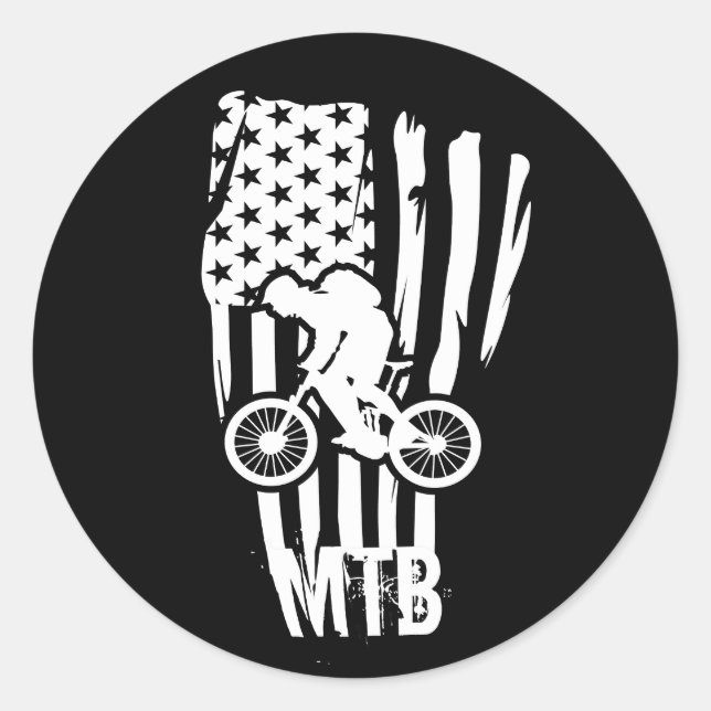 Mountain bike mtb rider classic round sticker (Front)