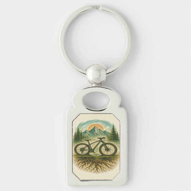 Mountain Bike Nature Adventure Art Keychain (Front)
