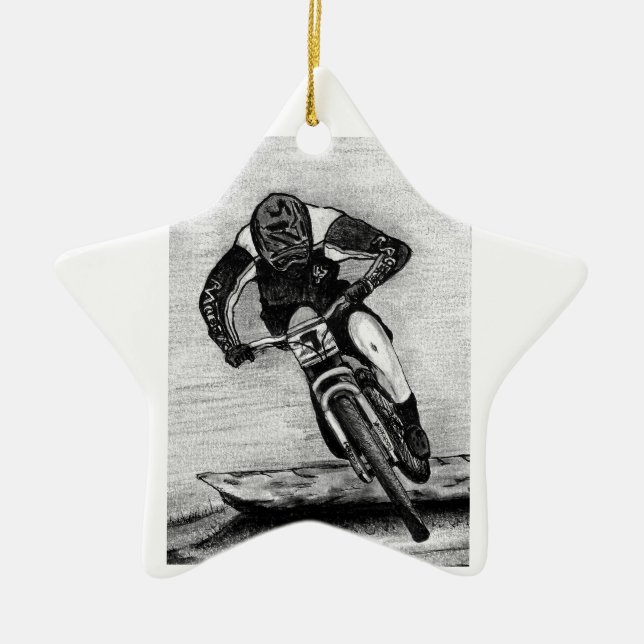 Mountain Bike Ride Ceramic Tree Decoration (Front)