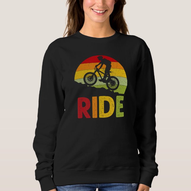Mountain Bike Ride Retro Sunset Sweatshirt (Front)