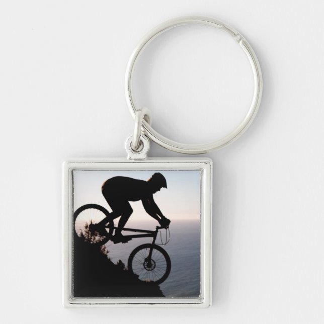 Mountain Bike Rider. Lions Head, Cape Town Keychain (Front)