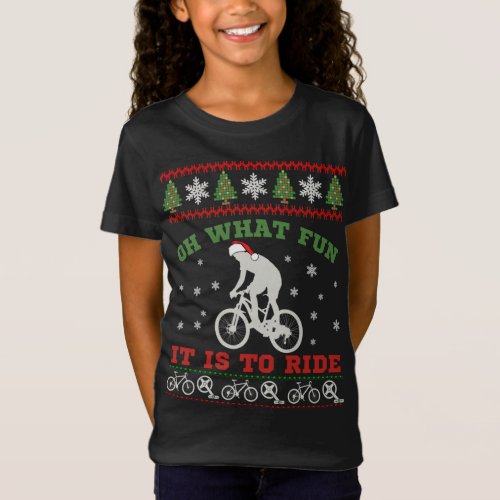 Mountain Bike Rider Oh What Fun Christmas Ugly Sw T_Shirt