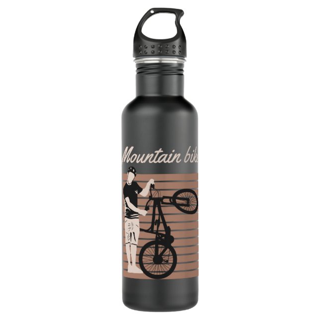 Mountain Bike Rider Stainless Steel Water Bottle (Front)