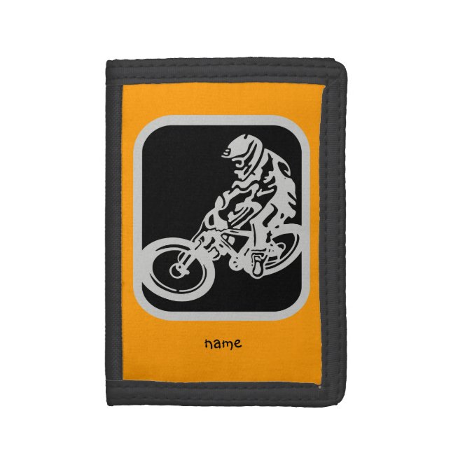 Mountain bike rider tri-fold wallet (Front Vertical)
