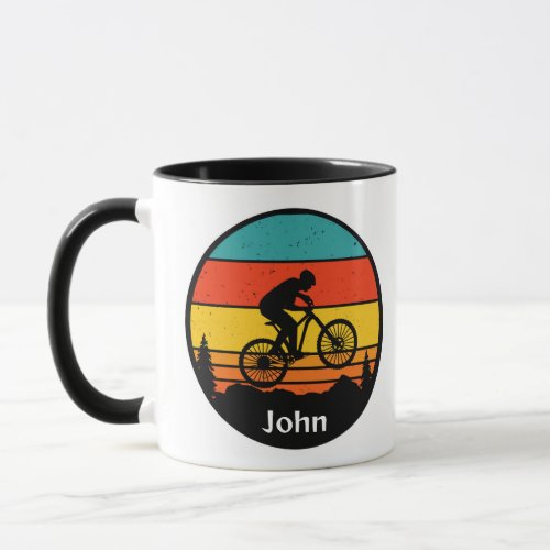 Mountain bike riders bold colours  mug