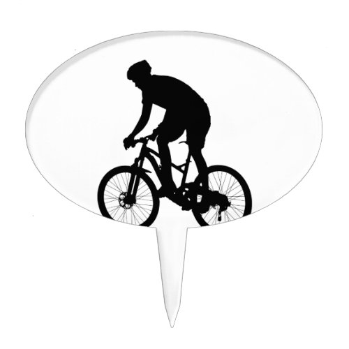 Mountain bike silhouette _ Choose background color Cake Topper