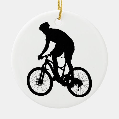 Mountain bike silhouette _ Choose background color Ceramic Ornament