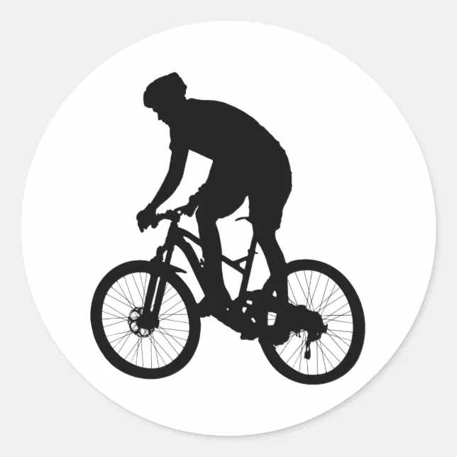 Mountain bike silhouette Choose background color Classic Round