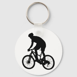 Mountain bike silhouette - Choose background color Keychain