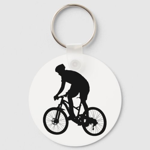 Mountain bike silhouette _ Choose background color Keychain