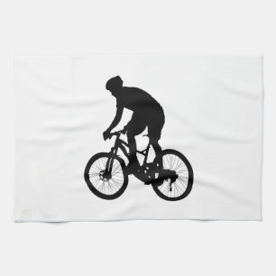 Mountain bike silhouette - Choose background color Kitchen Towel