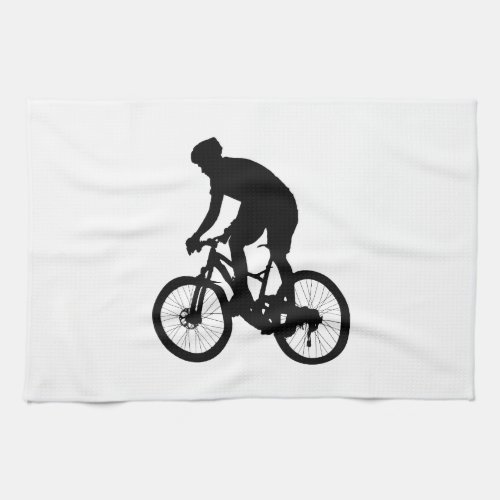 Mountain bike silhouette _ Choose background color Kitchen Towel