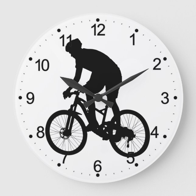 Mountain bike silhouette - Choose background color Large Clock (Front)