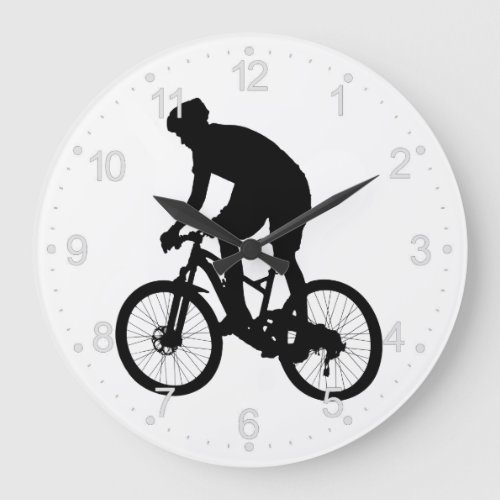 Mountain bike silhouette _ Choose background color Large Clock
