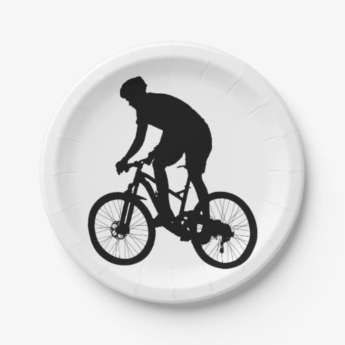 Mountain bike silhouette _ Choose background color Paper Plates