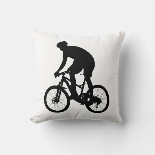 Mountain bike silhouette _ Choose background color Throw Pillow