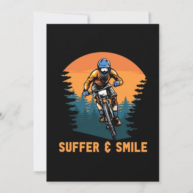 Mountain Bike Suffer And Smile Invitation (Front)
