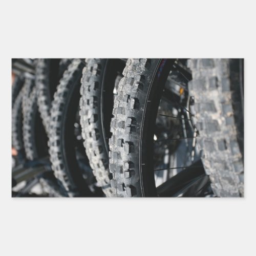 Mountain bike tires rectangular sticker