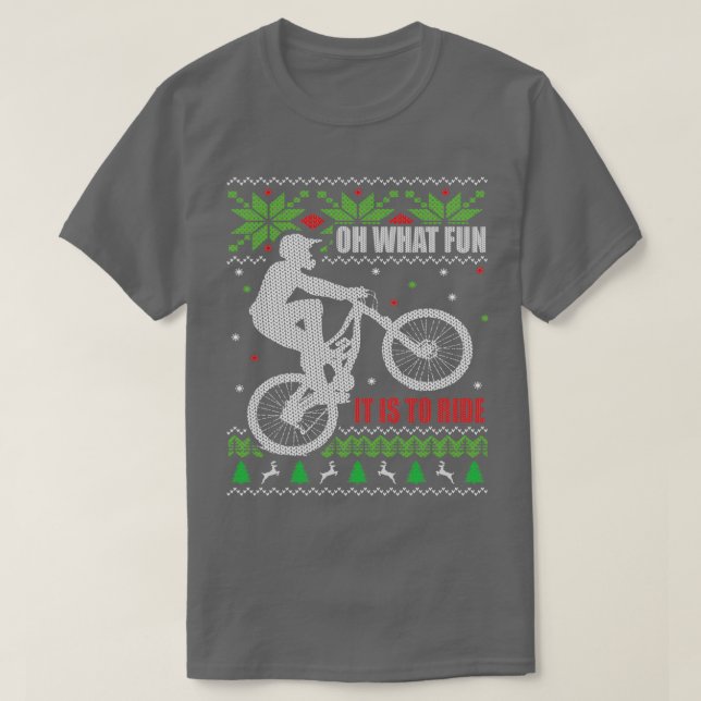 Mountain Bike Ugly Christmas  T-Shirt (Design Front)