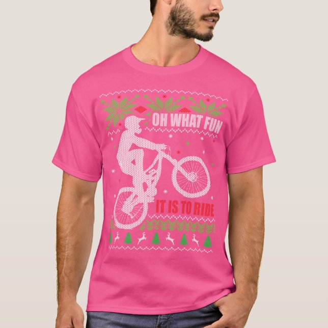 Mountain Bike Ugly Christmas T-Shirt (Front)