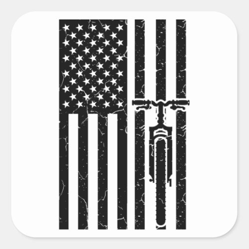 MOUNTAIN BIKE US FLAG Mountainbiker Freestyle Square Sticker