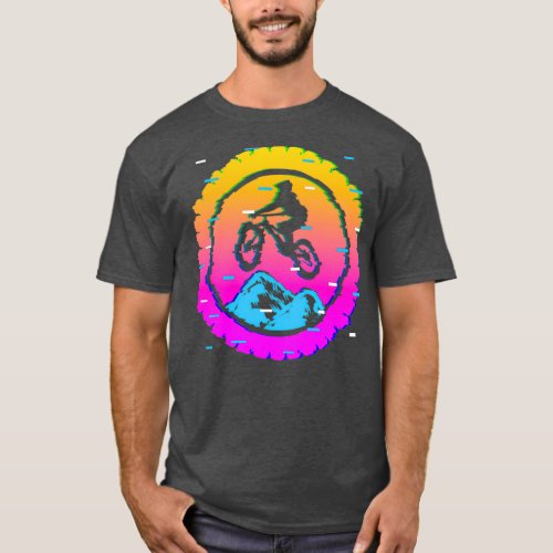 Mountain Bike Vaporwave Biker Biking Retro Glitch T_Shirt