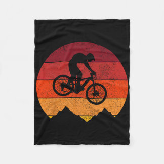 Mountain Bike Vintage Retro Mtb Downhill Biking Bi Fleece Blanket